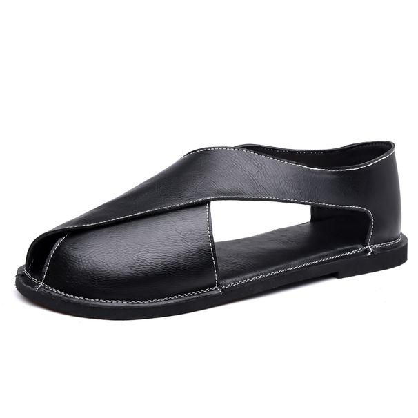 Stylish Holiday Men Summer Sandals Outdoor Leisure Beach Comfortable Casual Roma Shoes Simple Leather Man Sandaly_vogvips.com