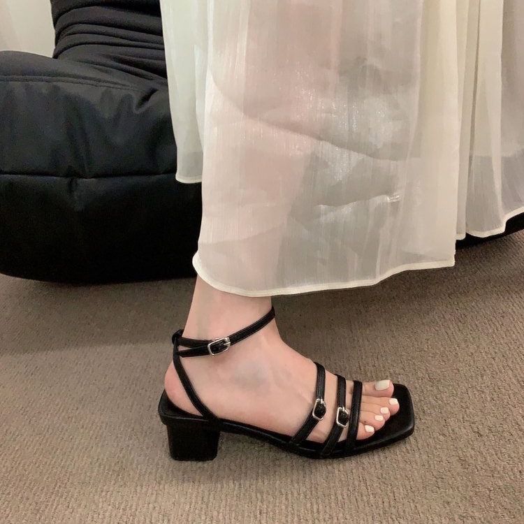 Su Yinyin S Same Style French Autumn One Strap Temperament Silver Thick High Heeled Fairy Sandals For Women_vogvips.com