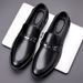 Men's Genuine Black Leather Shoes, Korean British Style, Trendy Casual Business Sports Formal Slip-on Shoes Men,_vogvips.com