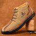 European Warm Series 2021 Autumn Winter New Men's Martin Large Size Mid-top Leather Outdoor Casual Handmade Fleece Short Boots For Men_vogvips.com