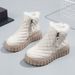 New Women's Snow Winter Plush Lined Cold-Resistant Warm Fashion Versatile Platform Mid-Top Short Boots_vogvips.com