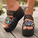New Sequin Mesh Outside Wear Platform High Heels Fish Mouth Flip-flops_vogvips.com