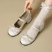Retro French-style Bow-front Wide-heeled Ankle Boots For Women, 2026 Spring New Style_vogvips.com