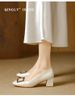 French Square Head Thick Heel High-heeled Shoes Burst Style Is Light And Easy To Wear Daily Commuting Feet Shallow Mouth Single Shoes_vogvips.com