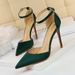 9863-5 Simple High Heel Satin Shallow Mouth Pointed Hollow Sexy Nightclub Slim Sandals_vogvips.com