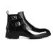 Martin Delivery Patent Leather Quick Zipper Embossed Black Men's Side Boots_vogvips.com