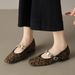 Cameido Trendy Vintage Leopard Print Shoes For Women, 2025 Autumn Metal Buckle Ankle Strap Shallow Square Heel Mary Jane Style_vogvips.com