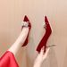 Women's Shoes Elegant Red Pointed-Toe High Heels For Women - Stylish Stiletto Pumps With Soft Suede Upper And Comfortable Rubber Sole_vogvips.com