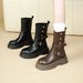 Round Toe Thick Sole Melard Mid-Calf Long Short For Women 2025 New British Style Martin Boots With Adjustable Buckle_vogvips.com