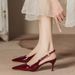 Women's High-heeled Shoes 2026 New Model, Metallic Stiletto Heel, Pointed Toe, Strap Design, Sexy Red Patent Leather_vogvips.com