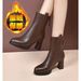 ShoeVault 2024 Autumn Winter New British Retro Back Zipper Chunky Heel Martin Slim Women's Short Boots_vogvips.com