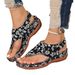 Foreign Trade Plus Size Women's Herringbone 2026 New Ethnic Style Embroidered Floral Back-Strap Wedge Sandals For Women_vogvips.com