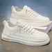 White Men's Casual Leather Shoes Summer Style Sporty Youth Slip-On Sneakers New 2026 Work Casual Shoes_vogvips.com