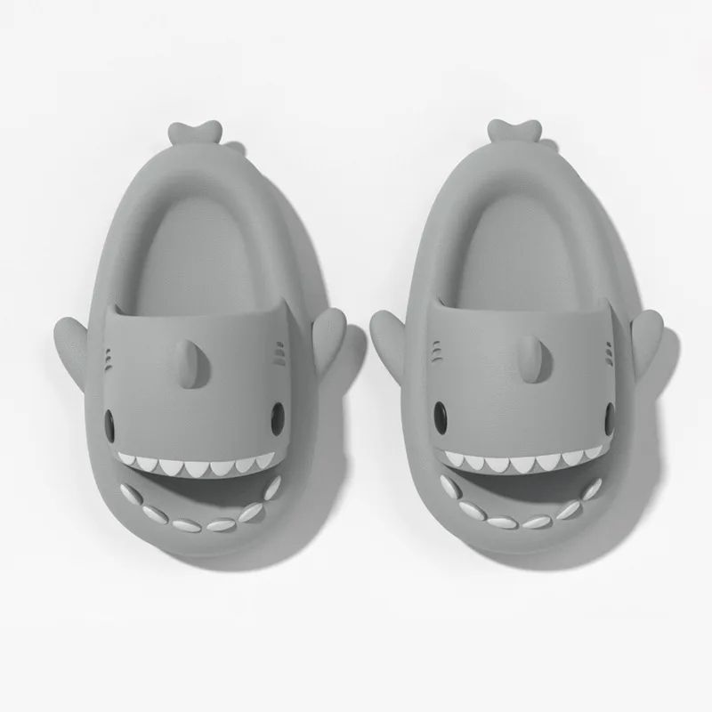 2024 Men EVA Shark Sandals Women Outdoor Beach Thick Soled Slippers Adult Non-slip Summer Slides Couple Cute Solid Color_vogvips.com