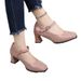 Large Size Genuine Soft High-heeled For Women, With A Strap, Chunky Heel, Square Toe, Black Patent Leather Single Shoes,_vogvips.com