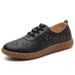Soft Leather Beef Tendon Soft Sole Doudou Shoes Medium And Old Flat Shoes Single Shoes Women's One Pedal Hollow Hole Shoes Lazy Shoes_vogvips.com