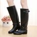 Fashion High Tube Rain With Buckle Red Zipper Korean Style Waterproof Martin For Women Snow Motorcycle Boots_vogvips.com