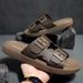 Summer Men Women's Flip Flops Outdoor Anti-slip Fashionable Retro Buckle Thick Bottom Sandals Beach Shoes Slip-On PVC_vogvips.com