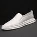 Slip-On Loafers For Men, Genuine Leather, Spring/Summer 2025, Breathable, Korean Style, Casual Sneakers, Lazy White_vogvips.com