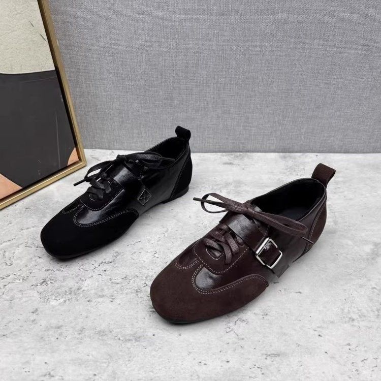 Retro Leopard Print Patchwork German Training Shoes 2026 Leather Belt Lace Up Women's Versatile Flat Casual Sneakers_vogvips.com