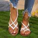 Women's Shoes Spring And Summer Large Size Women's Flat Sandals Simple Fashion Clip Toe Strap Sandals_vogvips.com