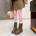 Women's Shoes Maillard Retro Brown Leather Ankle Boots With Chunky Heel & Hidden Platform - Comfortable Low-Cut Chelsea Boots For Fall Winter Spring_vogvips.com