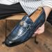 New Fashion Men's British Black Business Casual Loafer Shoes Daily Driving Office Leather Shoes One Foot Pedal Lazy Brown Banquet Dress Wedding Men's_vogvips.com