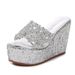 Women's Platform Slide Sandals - Glitter Platform Peep-Toe Sandals - High Wedge Summer Fashion Shoes For Casual & Dressy Occasions_vogvips.com
