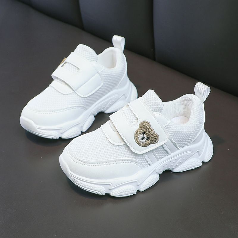 Foreign Trade Cross-Border Simple Fashion Children's Casual Versatile Sneakers Spring Autumn Bear Boys Girls White Shoes_vogvips.com