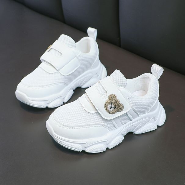 Foreign Trade Cross-Border Simple Fashion Children's Casual Versatile Sneakers Spring Autumn Bear Boys Girls White Shoes_vogvips.com