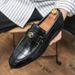 New Fashion Men's British Black Business Casual Loafer Shoes Daily Driving Office Leather Shoes One Foot Pedal Lazy Brown Banquet Dress Wedding Men's_vogvips.com