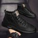 Men's Shoes Non-slip High-top Chef Shoes Men's Versatile Black Leather Shoes Casual Board Shoes Men_vogvips.com