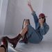 Korean Niche Trend Square Toe Chunky Slim Back Zipper Low Heel Mid-Calf Bare Martin Boots For Women_vogvips.com