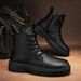 Men's Slip-Resistant Waterproof High-Top Leather Boots For Kitchen Work, Casual Wear & Outdoor Activities - Durable PU Upper With Rubber Sole_vogvips.com