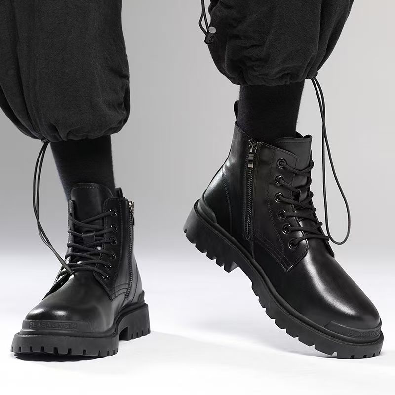 Martin 2025 New Work Non-Slip Waterproof Cotton Mid-Calf British Leather Shoes Motorcycle Boots Men_vogvips.com
