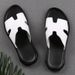 Men's Slip-on Open Toe Flat Flat Dock Layer Cowhide Beach Shoes Summer Slippers Jaadu_vogvips.com