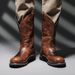 Amekaji High Tube Work Men's Style Western Cowboy Trendy Motorcycle Riding Boots 6091_vogvips.com