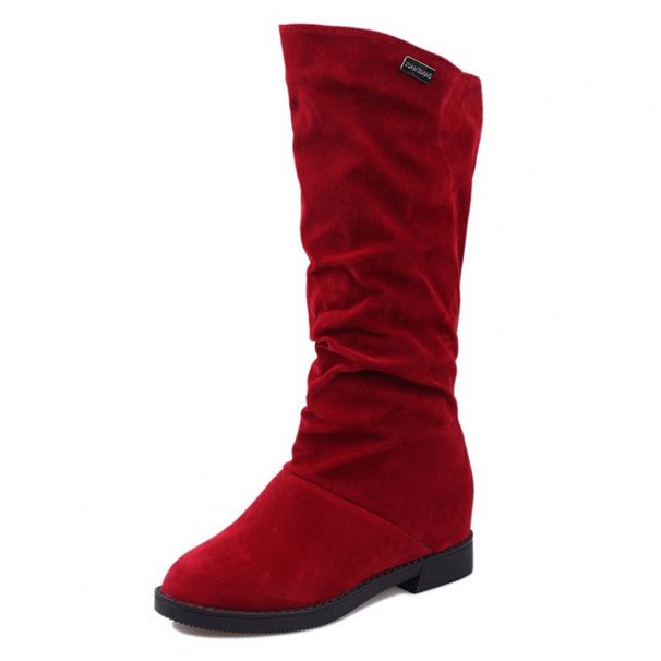 Autumn Winter Short Long Heel Hidden Wedge Flat Sole Suede Mid-Calf Women's Boots_vogvips.com