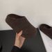 Charcoal Gray ~ INS Niche High-End Wool Shoes For Women Winter Fleece Korean Style Cool Half-Slip Snow Boots_vogvips.com