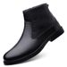 European Warm Series Layer Men's Shoes Fashion Leather Autumn Winter High Top Slip-On Cowhide Surface Side Zipper Large Size Fleece-Lined_vogvips.com