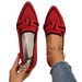 women's Look Slim, Pointed, Flat. Large Size Flat Sole Single Shoes Women, Woven Woven, With A Butterfly Bow On One Foot_vogvips.com