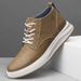 Men's Tooling Shoes Lace-up Leather Retro Handmade Heightening Breathable Sot Leather Sot Sole High-top Casual Board Shoes_vogvips.com