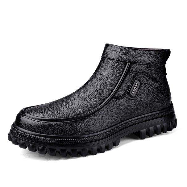 Men's Retro High-top Shoes, Velvet Warm Thick-soled Casual Leather Boots, Tooling Shoes_vogvips.com