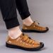 Summer Two Layer Leather Sandals Beach Outdoor Leather Sandals Hole Shoes Soft Bottom Breathable Casual Shoes Wading Shoes_vogvips.com