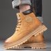 European Warm Series Men's Martin 2025 New Trend Leather Couple Style Unisex Outdoor Work Yellow Boots With Fleece Cotton Shoes_vogvips.com
