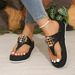 Women's Summer Casual Flat Slippers Plus Size Slides Slippers With Letter Metal Buckle_vogvips.com