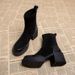 ShoeVault Soft Leather High Ankle Martin For Women Thick Heel 2024 New Women's Autumn Winter Cotton Internet Celebrity Slim Boots_vogvips.com