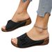2025 Spring/Summer New Style Slope Heel Open Toe Outerwear Slippers For Women, Cool Drag, Large Size Women's Shoes_vogvips.com