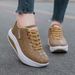 Ladies Casual Sports Shoes Breathable Comfortable Wedge Heel Thick Sole Sneakers Lace-up Shoes_vogvips.com