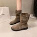 Brown Western Cowboy For Women 2024 Autumn Winter New Niche Design Pleated Short Martin Boots_vogvips.com